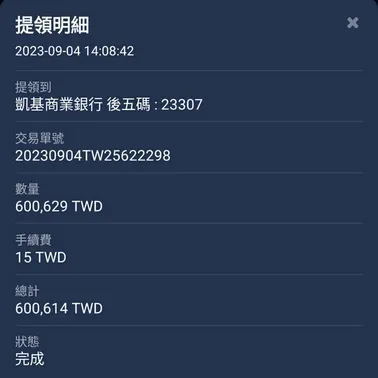 BitoPro 提領紀錄