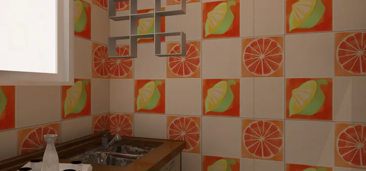 這款磁磚令廚房很有生氣！在這裏做飯也特別好吃。