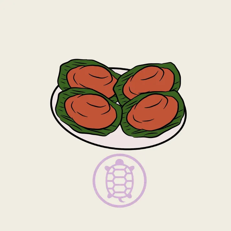 婆婆和姑姑巧手做紅龜粿。