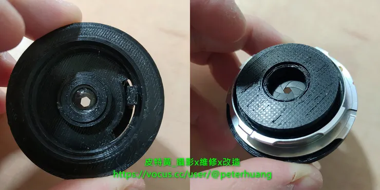 額外加裝可手動控制的光圈葉片零件