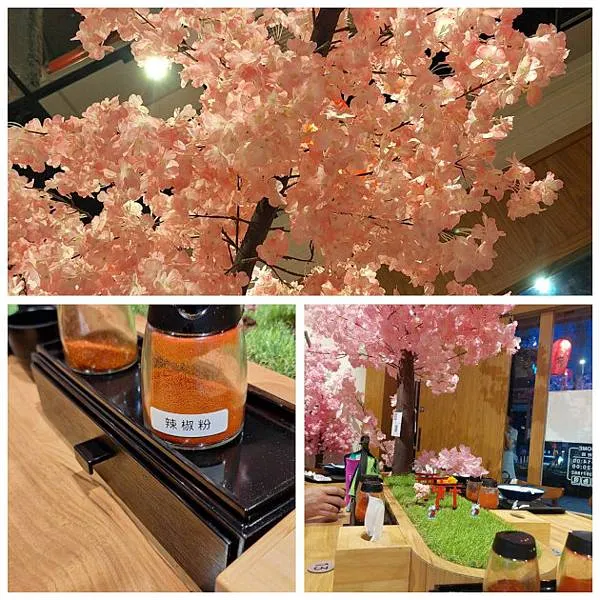 店內擺飾櫻花及調味料
