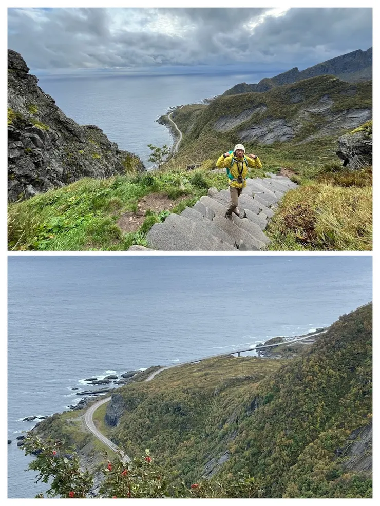 走累了休息一下，往下看都是美景。