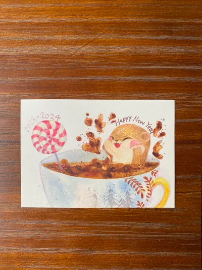 手繪的溫度-色鉛筆聖誕謝卡