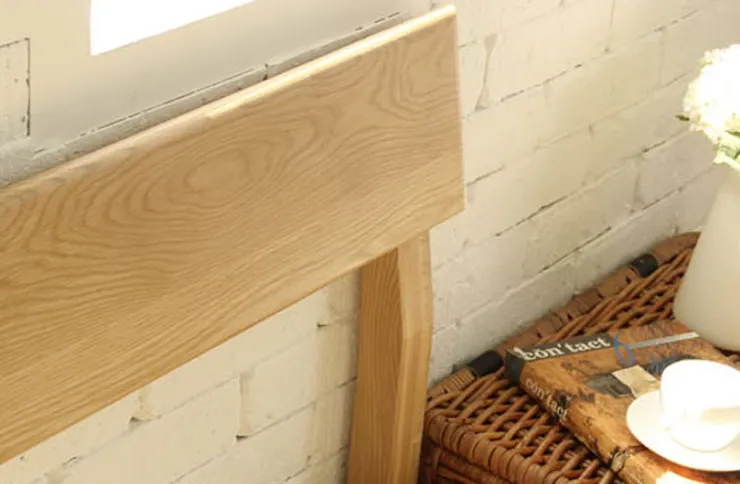 全白橡木 實木床架 床頭天然山型纹超漂亮