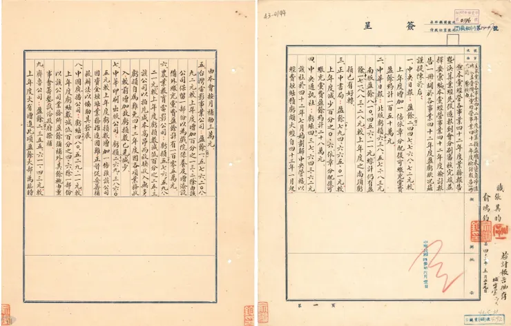 圖3 黨營各事業42年度決算損益總表 案名：43年總裁批簽 檔號：0043/總裁批簽/001/0003 來源機關：社團法人中國國民黨 管有機關：國家發展委員會檔案管理局