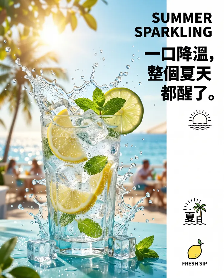 夏日飲品促銷海報