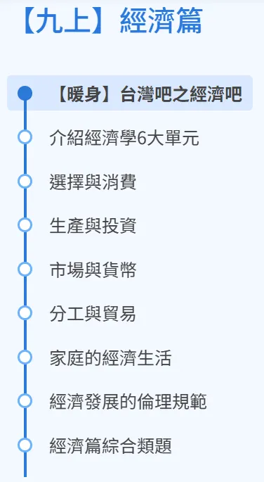 均一平台在國三上的經濟學課程框架