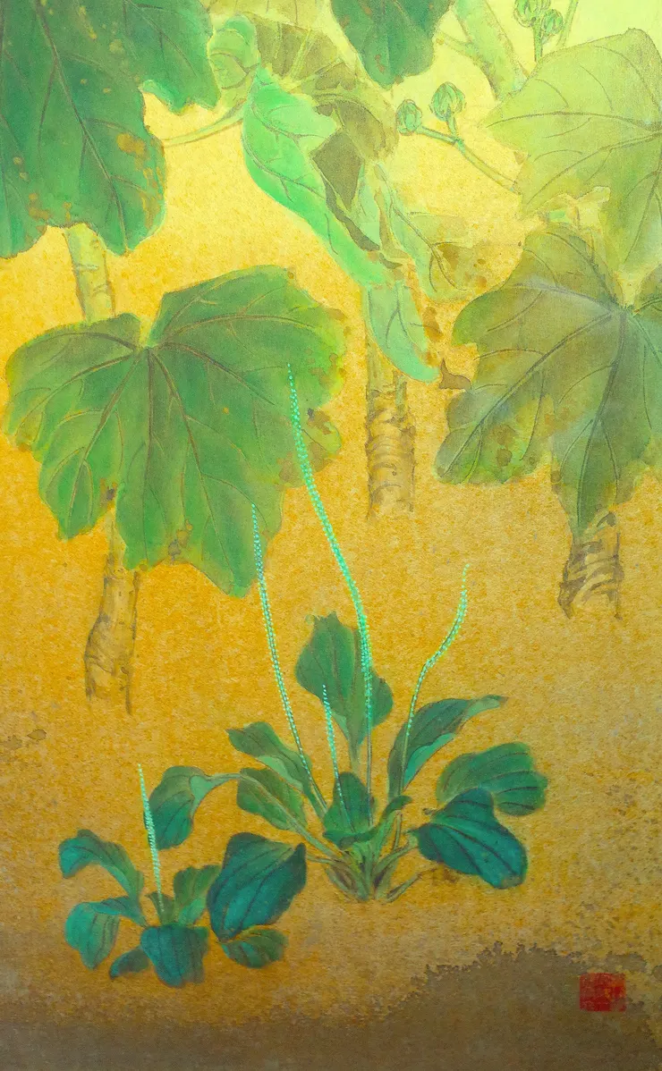 〈夏日閑庭〉局部－車前草