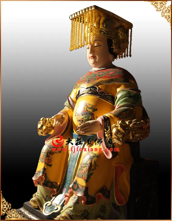 銅雕王母娘娘神像右側照