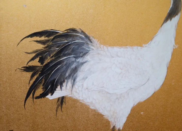 〈雪梅舞鶴／鶴子梅妻〉局部－鶴身