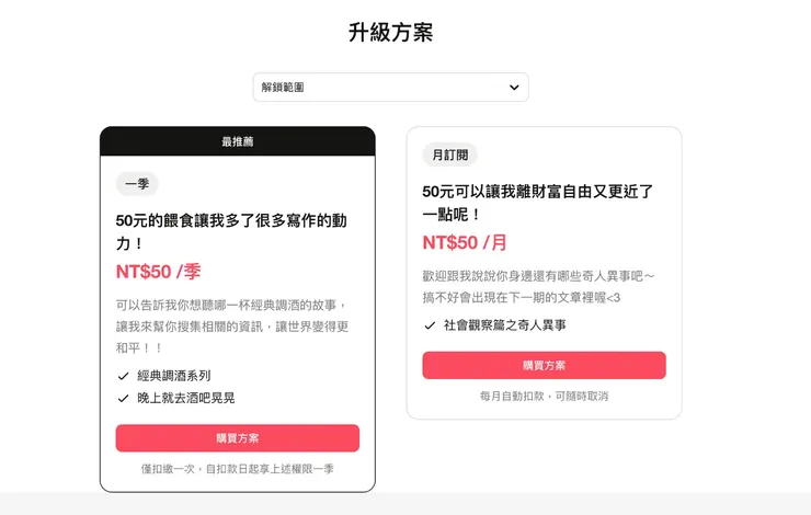 經典調酒系列訂閱方案