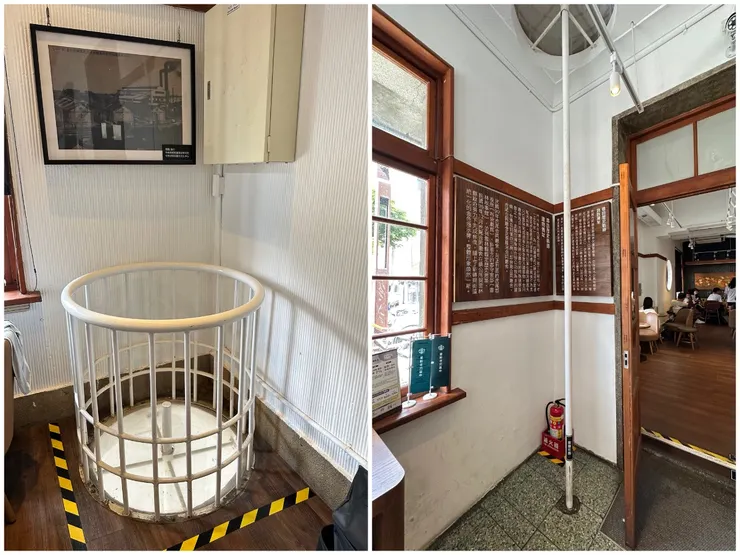 星巴克咖啡內還保留著消防局的滑桿