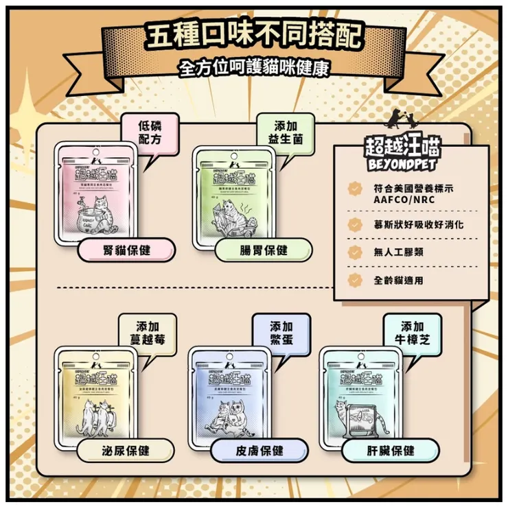 9️⃣ 【超越汪喵】貓用保健主食肉泥餐包
