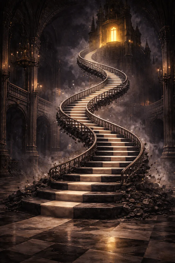 請ChatGpt生成的黑白螺旋手扶梯，雖然跟我想像的有出入，但勉強可以用。