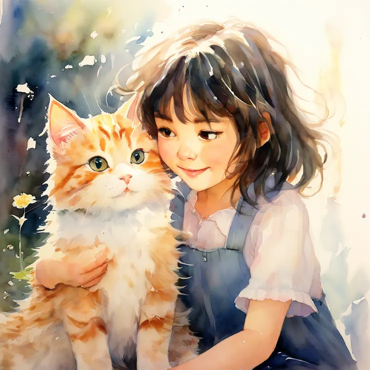 貓咪與女孩的觸碰，散發出溫暖光芒