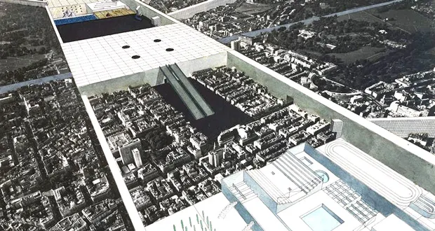 Rem Koolhaas 雷姆•庫哈斯在英國AA就讀時，1972年的畢業設計作品。圖片來源：準建築人手札