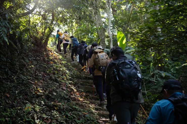 從大九芎古道即將登上溪洲山隘勇線的時刻