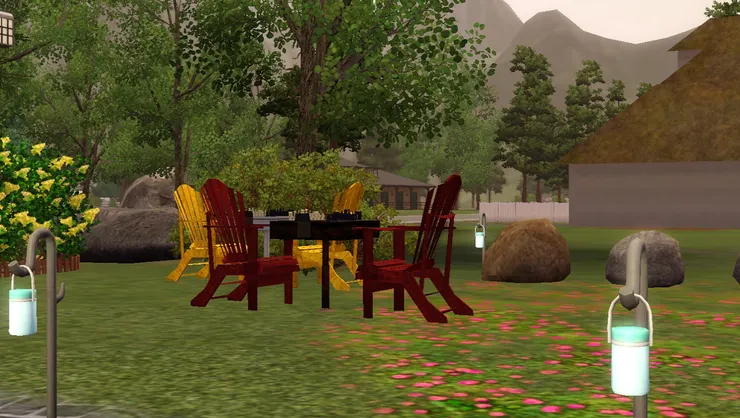 這區域不是石磚地板，而是草地配小花，跟大自然很親近。