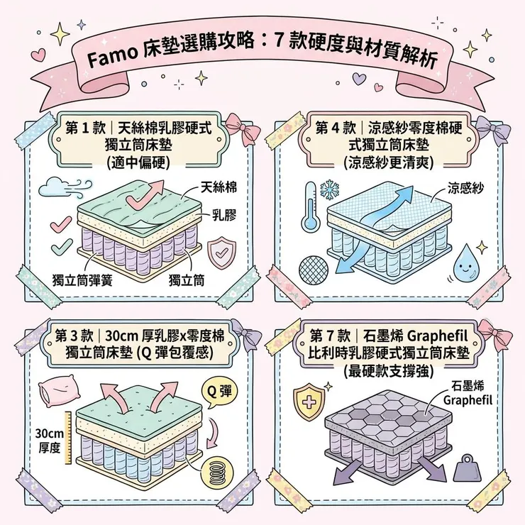 【床墊推薦】硬床支撐真的比較好嗎 💤 2026 七款 Famo 獨立筒乳膠比較