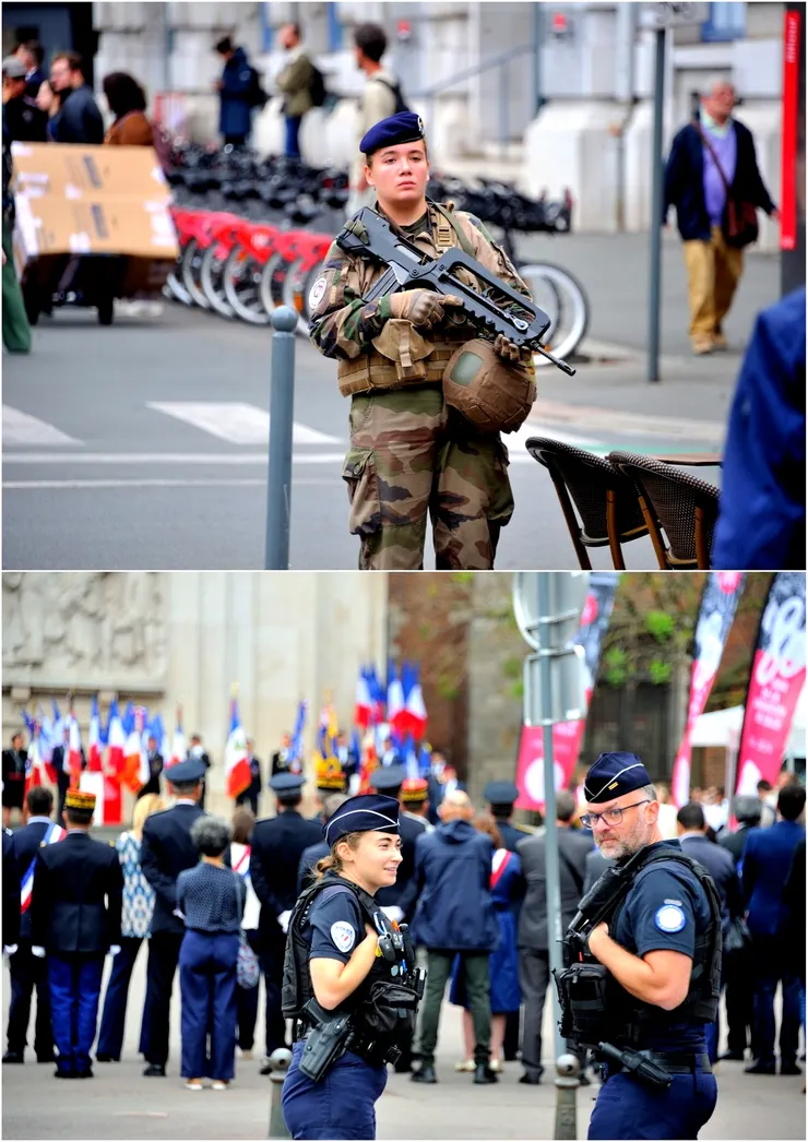 【里烏爾廣場慶祝里爾解放八十年 旗幟飄揚冠蓋雲集外加荷槍警員】