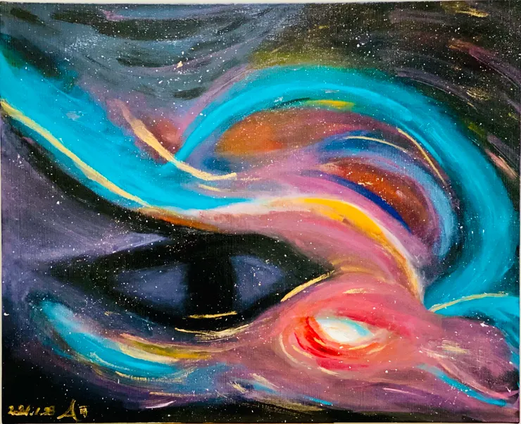 第一次用雙手將油畫顏料塗鴉