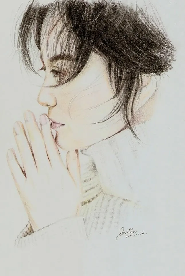 但頭髮描繪的線條筆觸，卻是來自於上圖