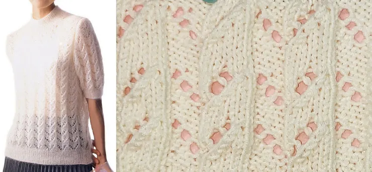 一件利用簡單的V形空花編織的夏紗上衣