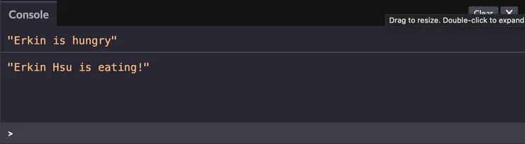 這裡的this沒有因為在hungry()內需要另外處理。
