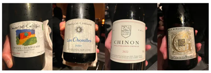 Wine pairing, from left to right