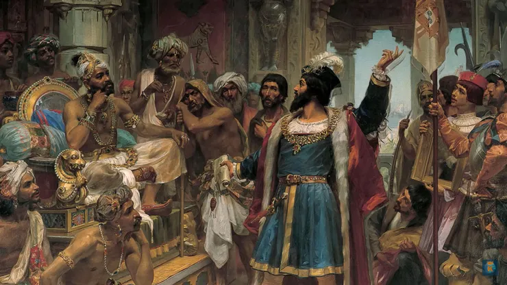 達伽馬和印度卡里古特札模林的第一次見面