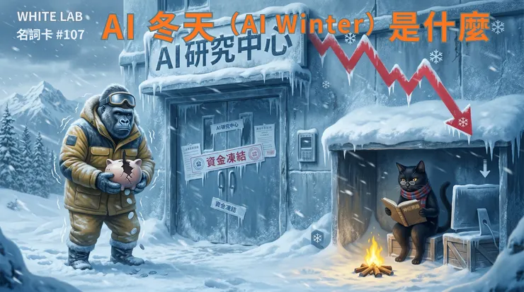 圖片來源：White-Lab 製作（AI 生成／Canva 設計）｜AI 冬天（AI Winter）是什麼教學封面