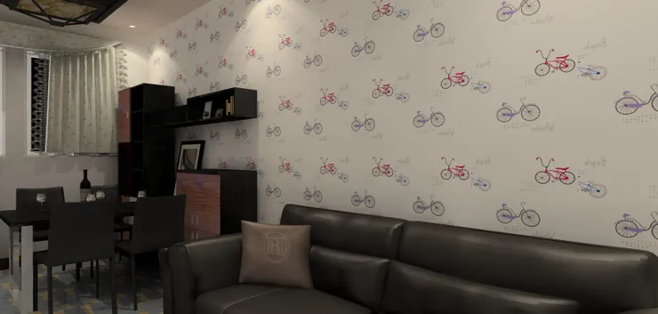 忘了是不是故意，但沙發和餐桌組合都用了黑色，很永恆和經典的顏色。