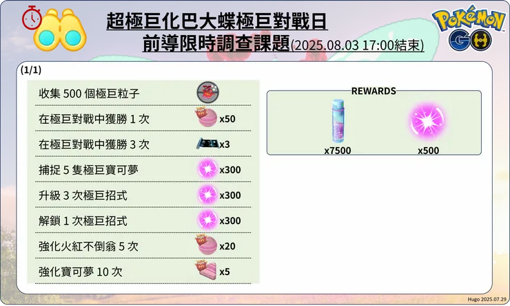 超極巨化巴大蝴 前導限時調查
