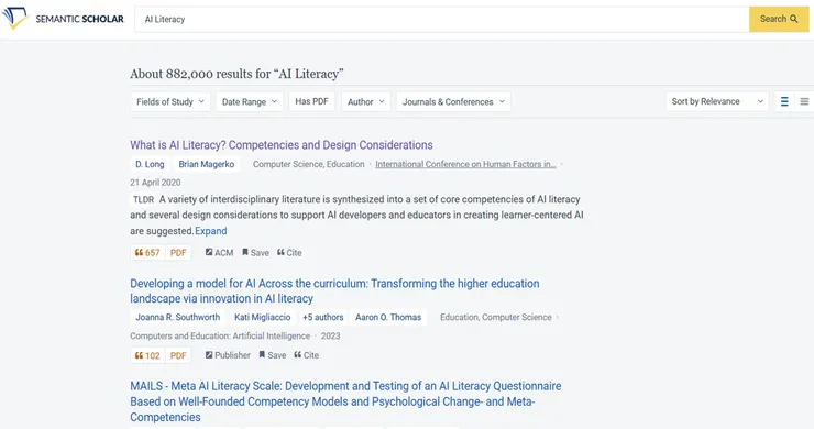 Semantic Scholar檢索結果