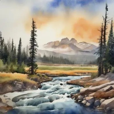 水彩畫─黃石公園? （Moonshot+有理老師的魔法指令）