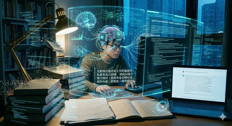 完全讓AI生成文獻探討將是場悲劇(本圖為AI生成)