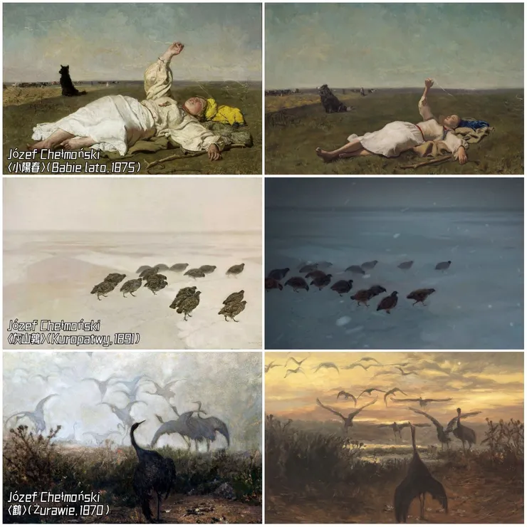 本片對19世紀波蘭畫家約瑟夫·切爾蒙斯基（Józef Chełmoński）的致敬 之1