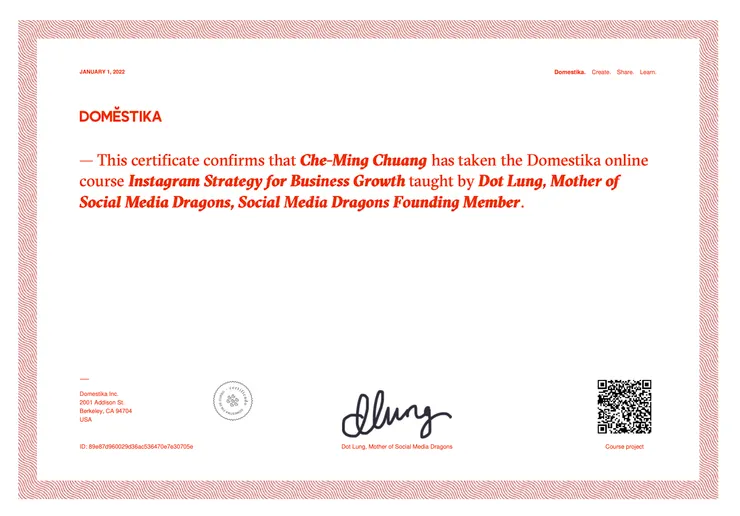 這是 Instagram 的商業成長策略課，我就有認真上完！老師很棒，內容很實在。只可惜學生我佛系經營，所以看不出有什麼差別，哈哈！