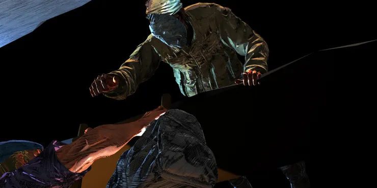 遞出黑色皮包，換得一顆拔去插銷的手榴彈。（圖片來源：https://vrfilmlab.tw/movie/black-bag/）