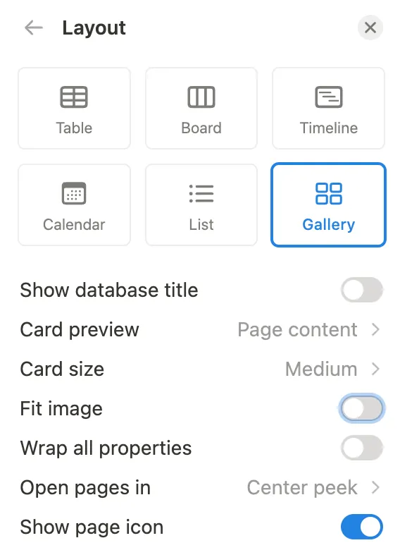 Gallery View 相關設置