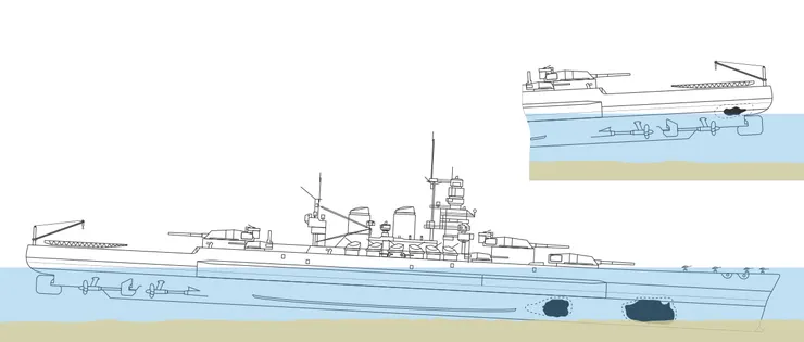 受損的利托里奧號戰艦