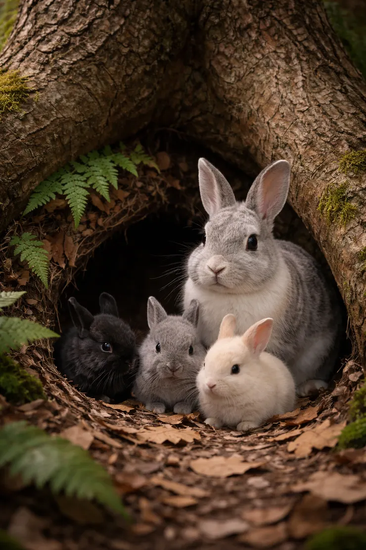 兔媽媽帶著兔寶寶