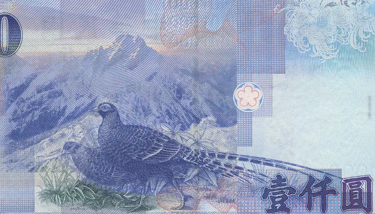 千元鈔背面就是玉山跟帝雉