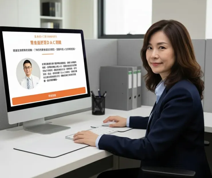 圖說:病患操作線上檢測示意圖。(圖/仁馨耳鼻喉科診所)