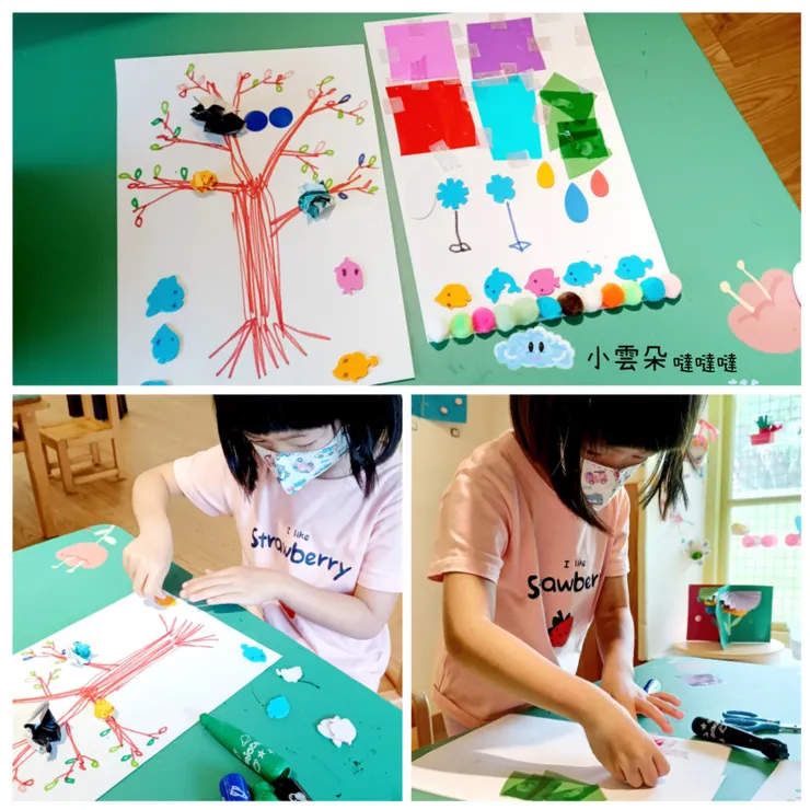 女兒小雲朵一進館就先做了兩張圖