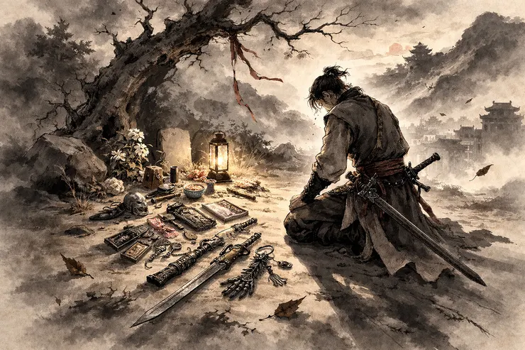 梁练伟墓前落泪