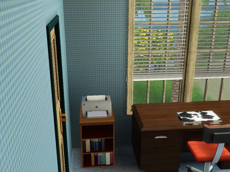 我盡可能增加收納空間，連放打印機的櫃子也用了兩層架來放書。