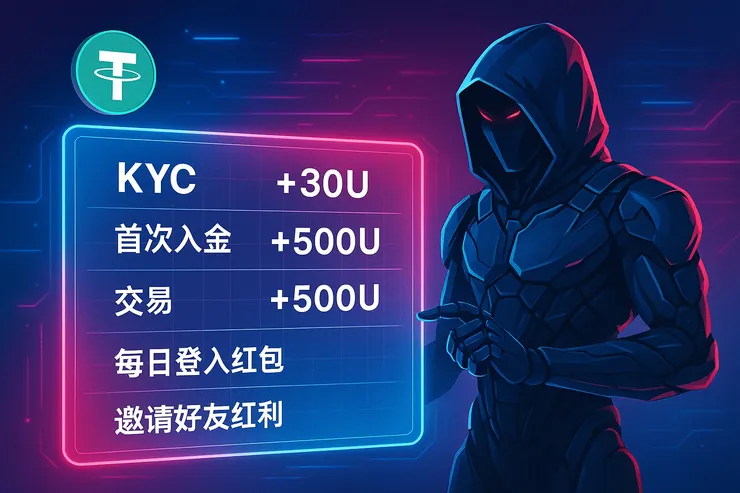 紅利任務說明圖：完成Gate.io註冊與任務可獲得最多10,050U獎勵