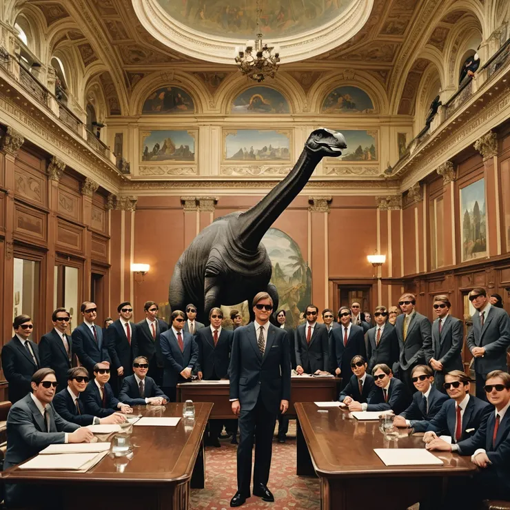 AI生成圖:恐龍與人開會