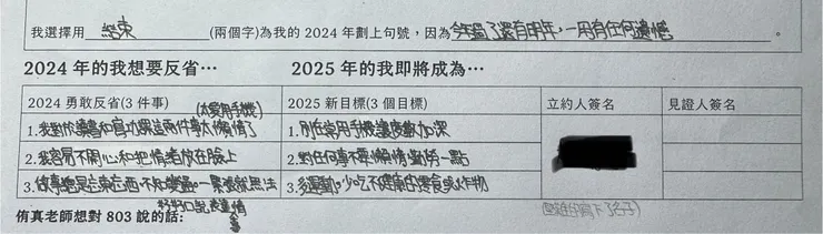 立約簽名✍️很有儀式感（孩子在底下用鉛筆標註：艱難的寫下了名字😅😅）